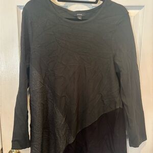 Alfani Black Long Sleeve Asymmetric Panel Top